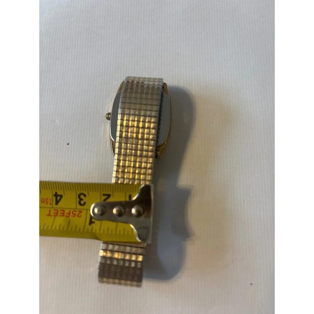 Timex Quartz Watch Mens Gold Square Case Expansion Band Date Indicator Good